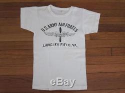 Original T-shirt De Sport De Champ De L'armée De L'air Des États-unis Ww2 Langley Field Flocked Medium