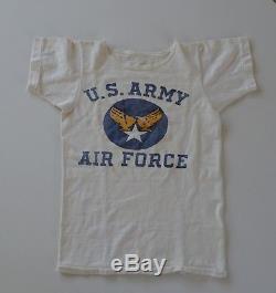 Original! T-shirt Us Forces Usaf De La Us Army De La Seconde Guerre Mondiale, Coton Blanc, Vintage