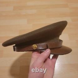 Original Ww2 Us Army Officiers Crusher Visor Cap Badge Hat Wwii Dehner