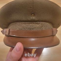 Original Ww2 Us Army Officiers Crusher Visor Cap Badge Hat Wwii Dehner