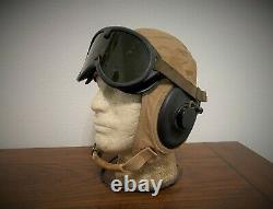 Original Wwii Us Army Air Force Summer Flying Helmet Avec Earphones (recevoirs)