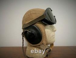 Original Wwii Us Army Air Force Summer Flying Helmet Avec Earphones (recevoirs)