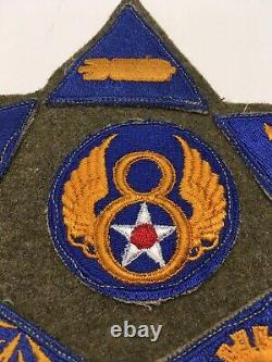 Original Wwii Usaaf U. S. Army 8ème Force Aérienne & Spec Patches Sur Wwii Wool Blancet