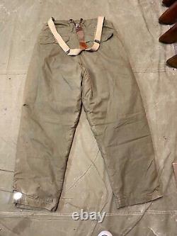 PANTALONS DE VOL ORIGINAUX DE L'US ARMY AIR FORCE AAF A-10 DE LA SECONDE GUERRE MONDIALE AVEC DES BRETELLES - TAILLE XXL 40W