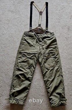 Pantalon de vol de l'armée de l'air de l'US Army de la Seconde Guerre mondiale pour hommes, taille M, type B-2, doublé de fausse fourrure avec bretelles