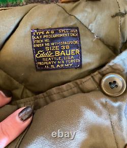Pantalon de vol en duvet d'oie Vintage Eddie Bauer US Army Air Force 38 vert