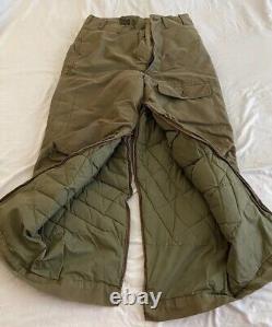 Pantalon de vol en duvet d'oie de l'armée de l'air de l'armée Eddie Bauer WW2 WWII Vtg A-8 Taille 36