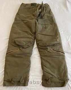 Pantalon de vol en duvet d'oie de l'armée de l'air de l'armée Eddie Bauer WW2 WWII Vtg A-8 Taille 36