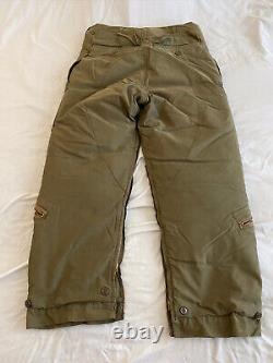 Pantalon de vol en duvet d'oie de l'armée de l'air de l'armée Eddie Bauer WW2 WWII Vtg A-8 Taille 36