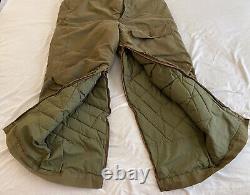 Pantalon de vol en duvet d'oie de l'armée de l'air de l'armée Eddie Bauer WW2 WWII Vtg A-8 Taille 36