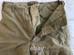 Pantalon de vol en duvet d'oie de l'armée de l'air de l'armée Eddie Bauer WW2 WWII Vtg A-8 Taille 36