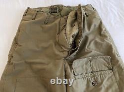 Pantalon de vol en duvet d'oie de l'armée de l'air de l'armée Eddie Bauer WW2 WWII Vtg A-8 Taille 36