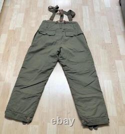 Pantalon de vol en temps froid de l'US Army Air Force A-9 des années 40 avec bretelles, taille 36