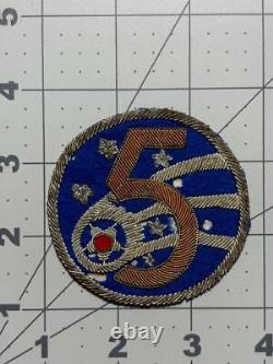 Patch en fil d'or de la 5e Force aérienne de l'Armée de l'air des États-Unis de la Seconde Guerre mondiale Inv# K6542