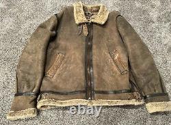 Pilote Vintage du Monde USA Us Army Air Force Veste en Peau de Mouton B-3 de Taille Moyenne