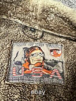 Pilote Vintage du Monde USA Us Army Air Force Veste en Peau de Mouton B-3 de Taille Moyenne