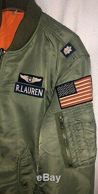Polo Ralph Lauren Hommes Militaire Us Army Ma-1 Air Force Flight Jacket Bombardier Sz. L