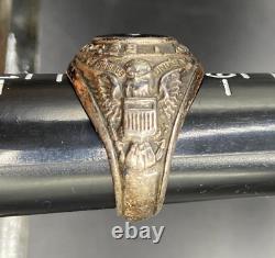 RARE Bague en onyx sterling de général de lieutenant des Forces aériennes de l'armée pendant la Seconde Guerre mondiale