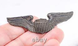 Rare Wwii Era Full Size 3 Sterling Silver Usaaf Army Airforce Pilot Wings = Ailes de pilote de l'USAAF de l'Armée de l'Air en argent sterling de la Seconde Guerre mondiale, taille réelle, rare