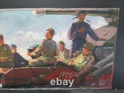 Russie Guerre Soviétique Art Peinture Originale 1950 Armée Marine Force Aérienne Propoganda