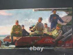 Russie Guerre Soviétique Art Peinture Originale 1950 Armée Marine Force Aérienne Propoganda