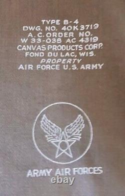 Sac de pilote en toile de l'armée de l'Air de la Seconde Guerre mondiale de type B-4