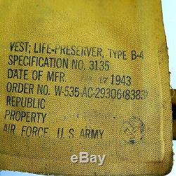 Seconde Guerre Mondiale Air Force, U. S. Armée De Type B-4 Gilet Life Preserver 24 Février 1945