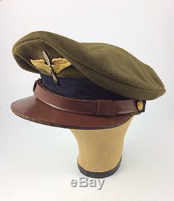 Seconde Guerre Mondiale U. S. Armée Air Forces Air Cadet Casquette Visière En Cuir Prop Broche Insignia