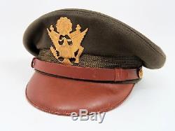 Seconde Guerre Mondiale Us Officier Visière Chapeau Robe Uniforme Combat Armée Air Force Corps Concasseur