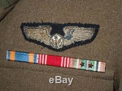 Seconde Guerre Mondiale Usaaf Armée Force Aérienne Ike Jacket Bullion Ailes Patch Loup Brown Bar Ruban