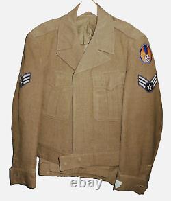 Seconde Guerre mondiale 2 Uniforme USAAF US Army Air Force Veste Ike 36R avec Pantalon 32 et Ceinture