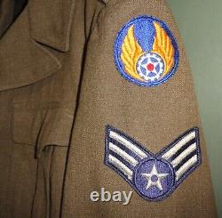 Seconde Guerre mondiale 2 Uniforme USAAF US Army Air Force Veste Ike 36R avec Pantalon 32 et Ceinture