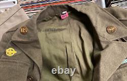 Seconde Guerre mondiale, Armée américaine, uniforme du 9e et du 12e Corps aérien, veste taille 36R, chapeau et sac