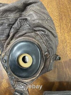 Seconde Guerre mondiale WWII WW2 Casque de vol en cuir de l'US Army Air Force Type A-11 Taille moyenne Années 1940