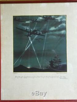Signé Frank Lemon Ww2 Armée De L'air Airplane Lithographie Imprimer Limited Ed De 500