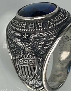 Sterling Silver Ring Us Army Air Forces 1945 San Antonio Ocs Taille 10