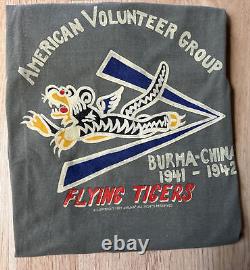 T-shirt gris XL Vtg du groupe de volontaires américains Flying Tigers de l'U.S. Army Air Force