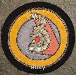 USAAF 3e US ARMY AIR FORCE Patch en fil d'or WW2 ORIGINAL RARE VINTAGE MILITAIRE SSI