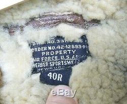 Us Army Air Force Shearling Seconde Guerre Mondiale Vol Veste Bomber 40r