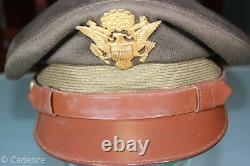 Us Ww2 Army Usaaf Air Force Officer’s Crusher Style Silverwoods! Chapeau Visière