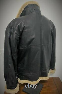 Usaaf B-3 Leather Flight Bomber Jacket Coat Avec Patches Us Army Force Aérienne