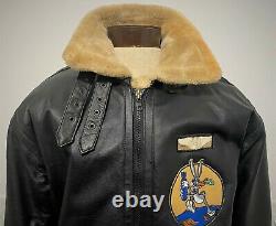 Usaaf B-3 Leather Flight Bomber Jacket Coat Avec Patches Us Army Force Aérienne