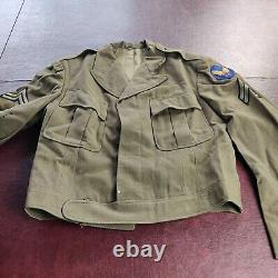 VESTE IKÉ VINTAGE DE LA SECONDE GUERRE MONDIALE HOMME VERT ARMÉE DE L'AIR DES ÉTATS-UNIS RANG CÉLÉSTES DES ANS 1940 En Laine