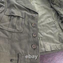 VESTE IKÉ VINTAGE DE LA SECONDE GUERRE MONDIALE HOMME VERT ARMÉE DE L'AIR DES ÉTATS-UNIS RANG CÉLÉSTES DES ANS 1940 En Laine