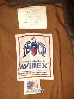 Veste Avirex pour homme Forces aériennes de l'Armée américaine type A-2 en cuir taille grande