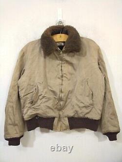 Veste bombardier vintage années 50 US Air Force B-15 style avec doublure en fourrure Sz M