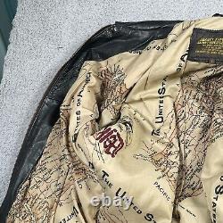 Veste de bombardier en cuir A-2 de l'armée de l'air américaine pour hommes, taille Large, doublure de carte