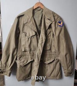 Veste de champ Vintage M-1943 de la Seconde Guerre mondiale, taille 36 R de l'armée des années 1940, écusson de l'armée de l'air du Corps aérien.