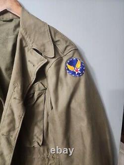 Veste de champ Vintage M-1943 de la Seconde Guerre mondiale, taille 36 R de l'armée des années 1940, écusson de l'armée de l'air du Corps aérien.