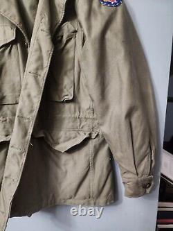 Veste de champ Vintage M-1943 de la Seconde Guerre mondiale, taille 36 R de l'armée des années 1940, écusson de l'armée de l'air du Corps aérien.